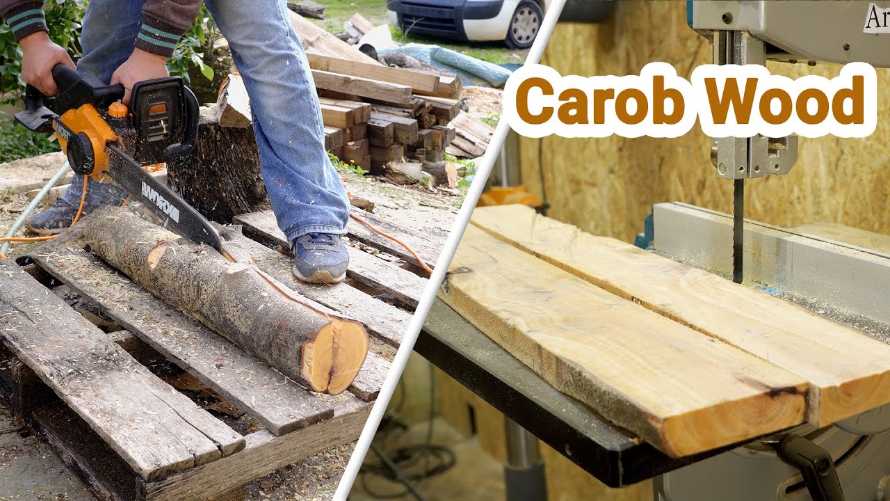 how Carob Wood grain looks like? wood log to lumber using chainsaw & bandsaw?